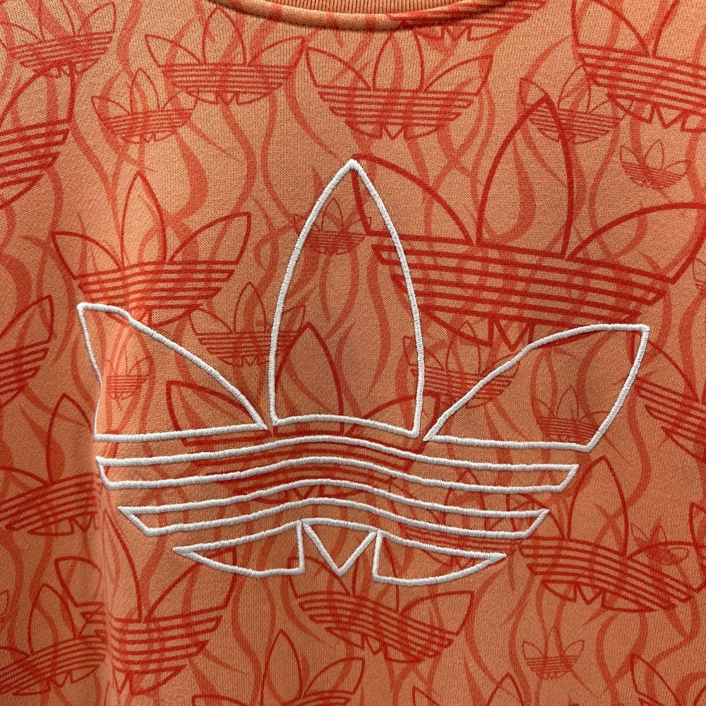 Adidas Womens Trefoil Flame Sweatshirt Dress XS Peach/Orange Loose Fit Logo - Picture 6 of 8
